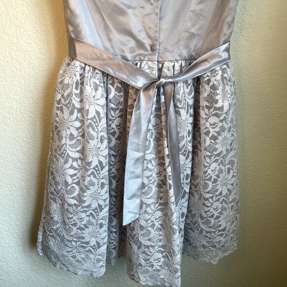 George Silver Formal Lace gray Dress Youth Girls size 14 Large Wedding event - Picture 2 of 7